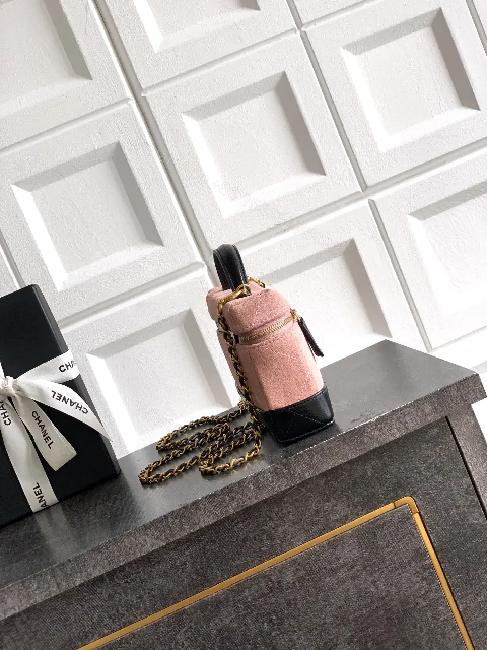View 4 of Pink & Black Mini Camera Bag: Luxe Compact Chic Carry