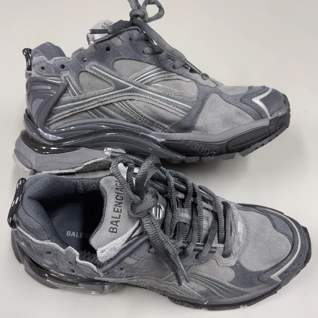View 2 of Chunky Texture Sneakers: Suede-Mesh Comfort, Luxe Streetwear