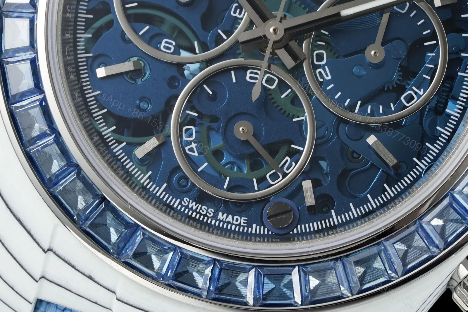 View 5 of Rolex Daytona 40mm Carbon Fiber Blue Skeleton Dial Blue Bezel Strap Watch RLX-DAY-CARBON-40-BLU-BEZ