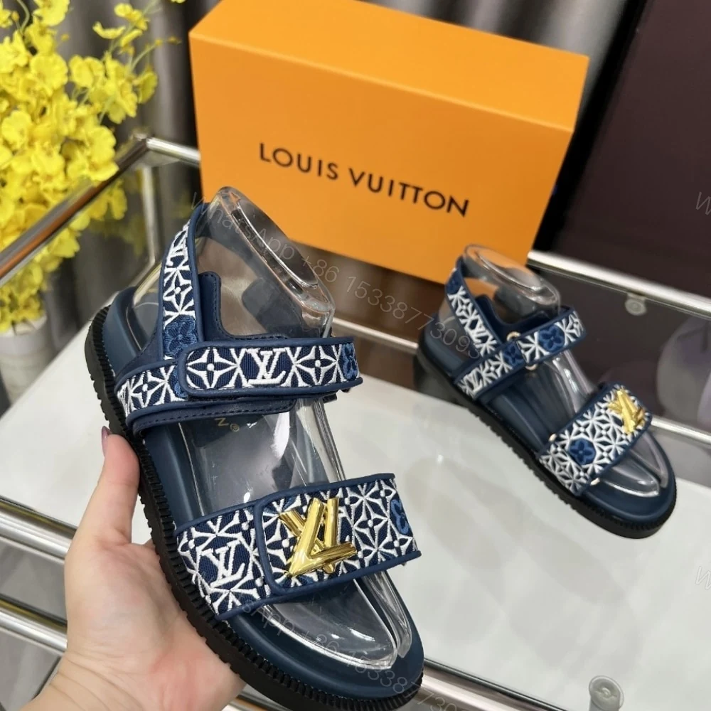 View 4 of LOUIS VUITTON LV SUNSET FLAT COMFORT SANDAL NAVY BLUE 1AHNKD