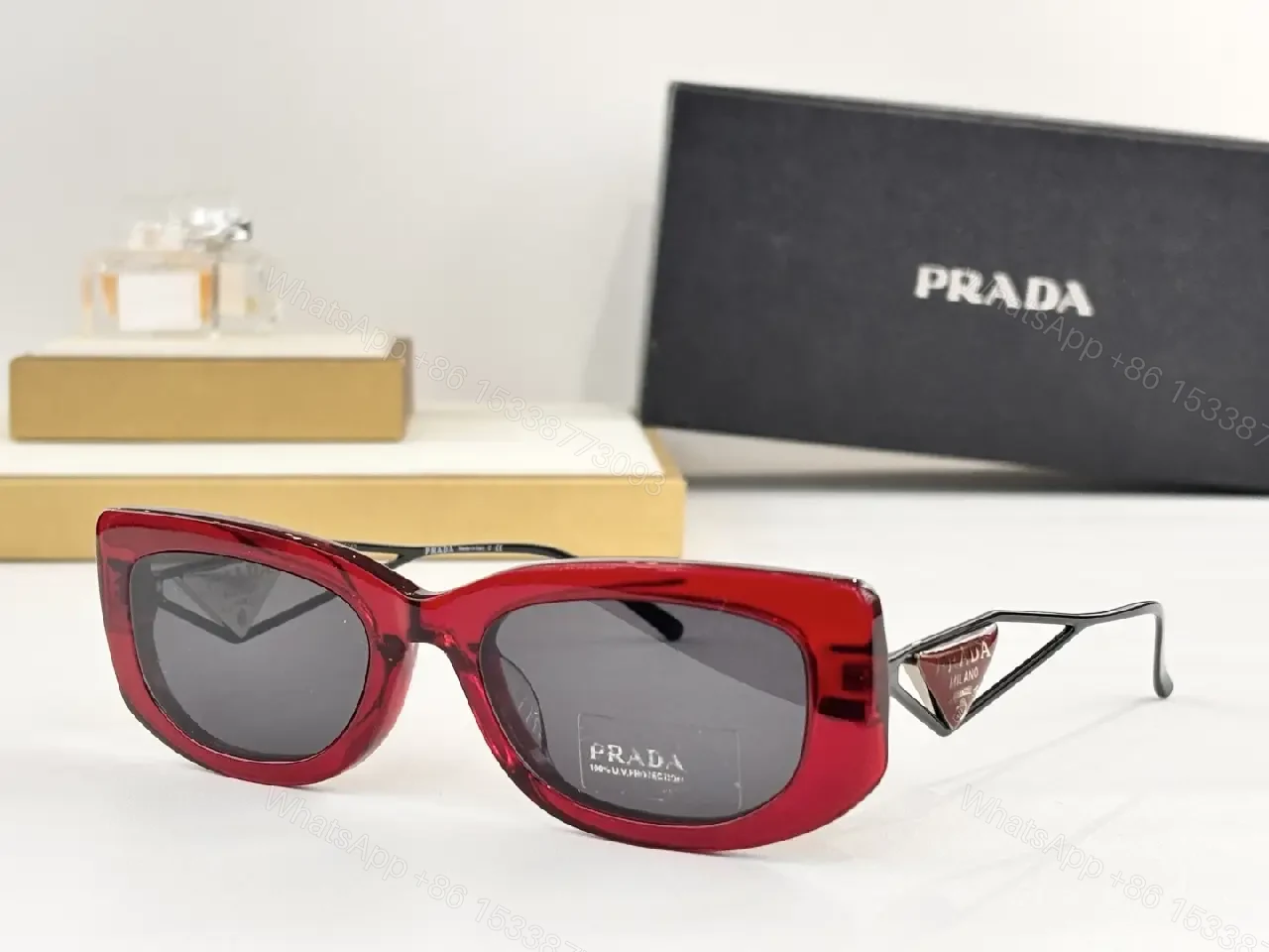 View 4 of Lilac-Gray Acetate Square Sunglasses with Gunmetal Accents, Premium Style