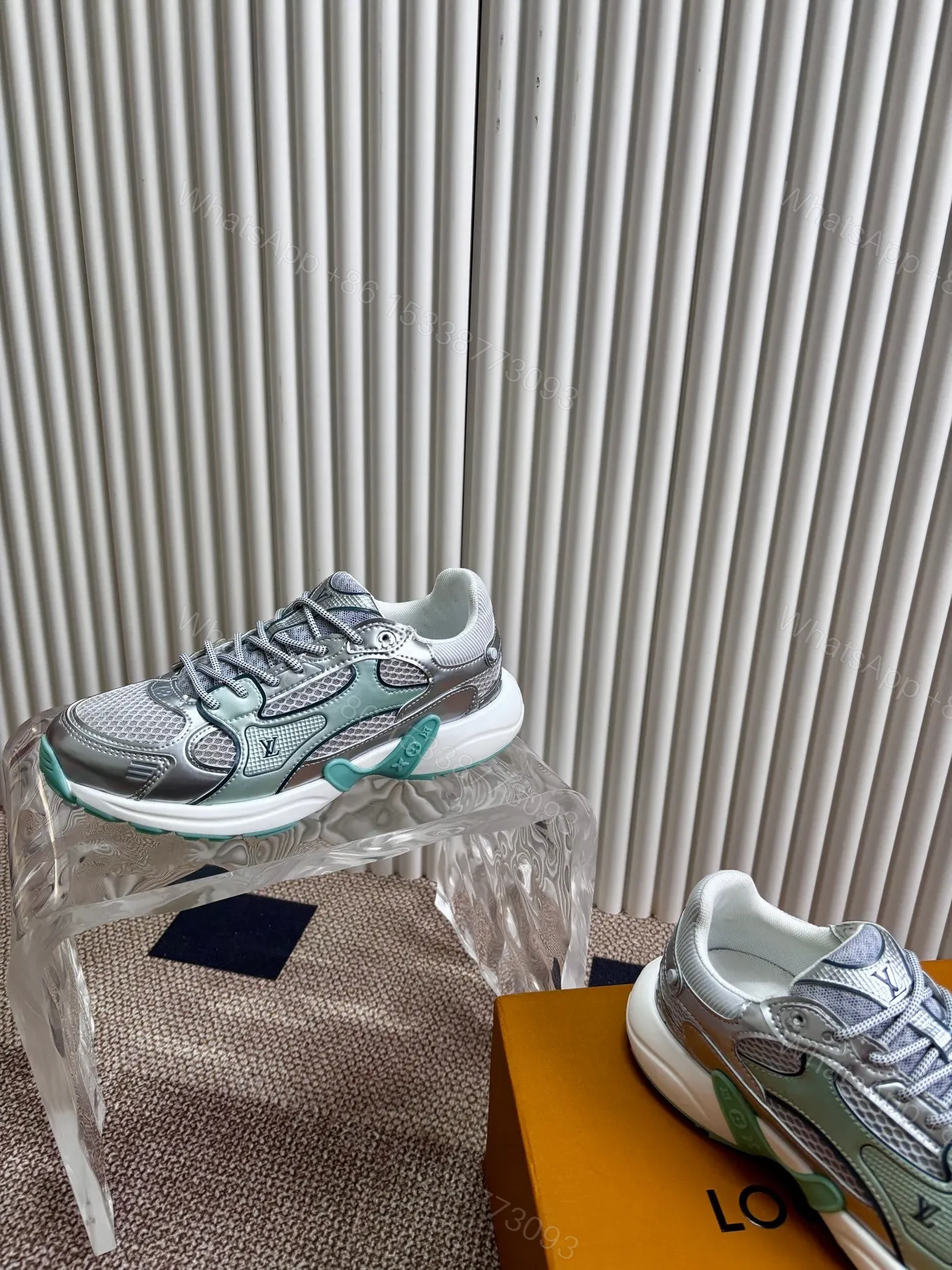 View 6 of LV Women Silver Mesh Metallic Sneakers