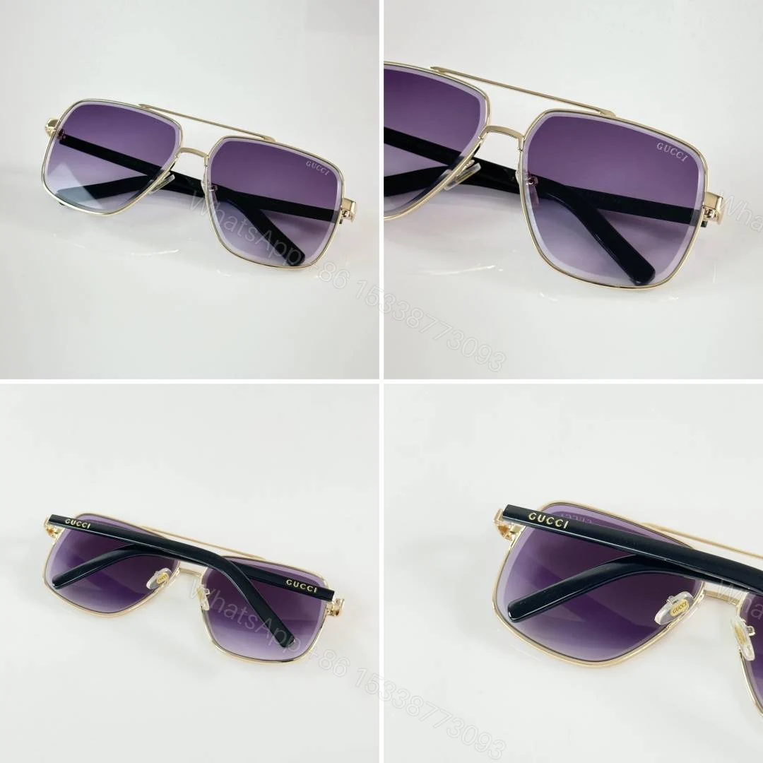 View 2 of First Copy Gucci Oversized Square Sunglasses Silver Frame Gradient Purple Lens