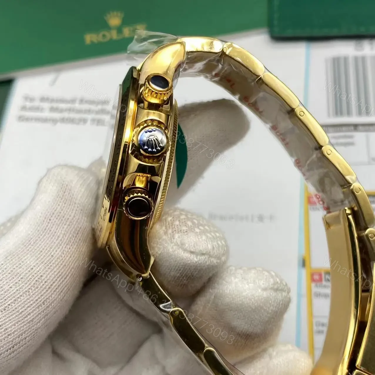 View 3 of Best Swiss Clone Replica Rolex Daytona Gold Black Dial