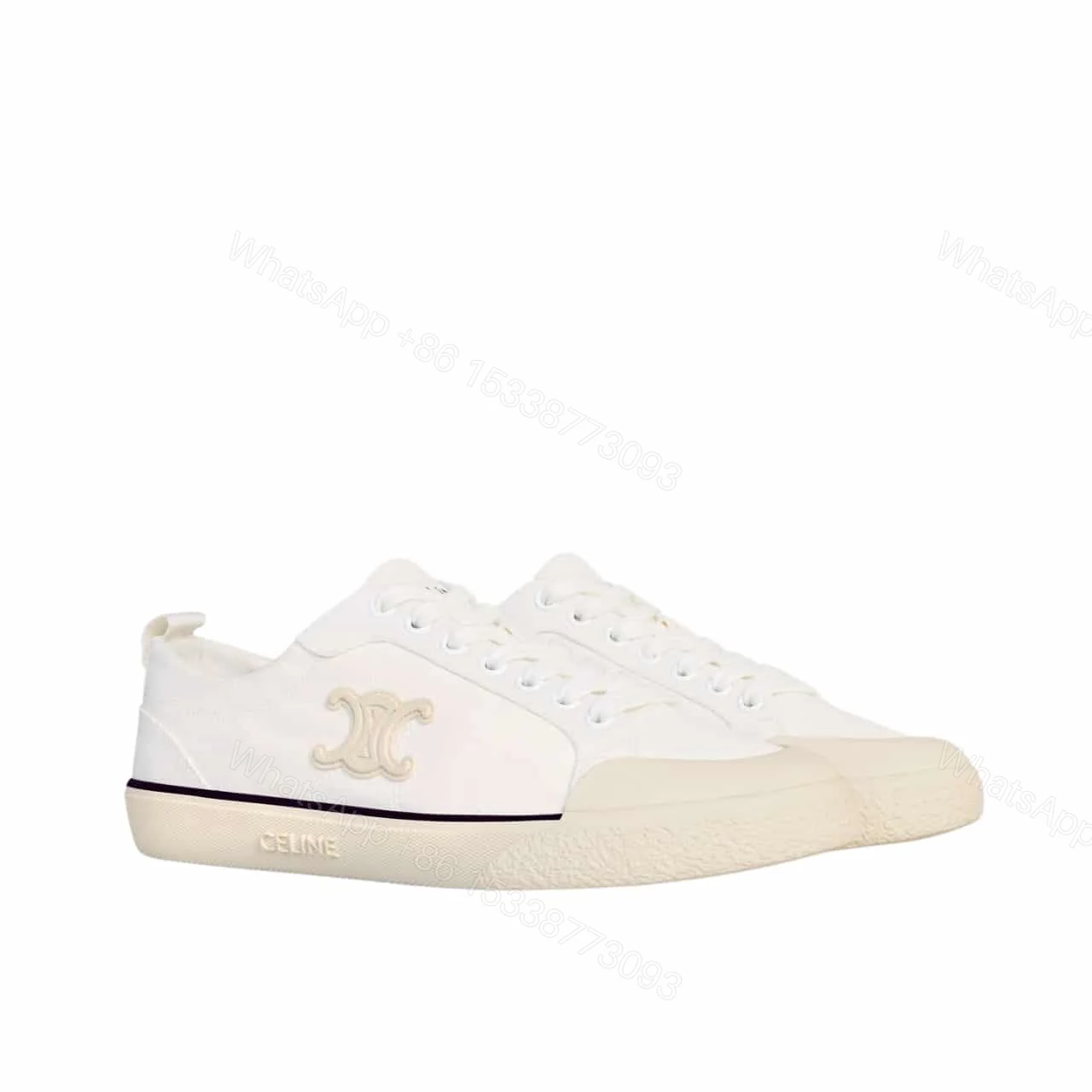 CELINE ALAN SNEAKERS WITH TRIOMPHE IN CANVAS OPTIC WHITE 363675148C 01OP — view 1