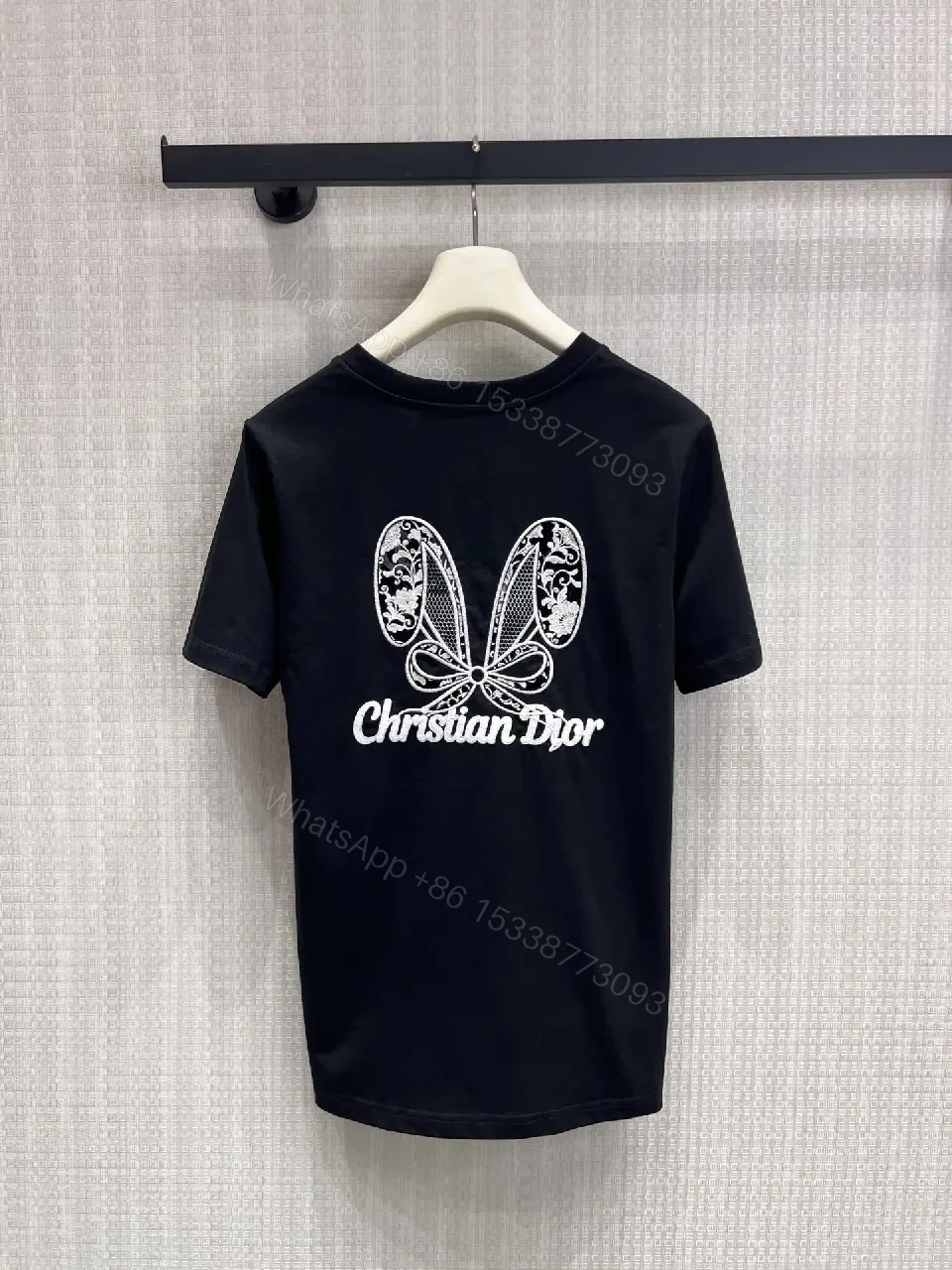 View 10 of Black Cotton T-Shirt Dior Logo, Classic Fit, Short Sleeve Tee