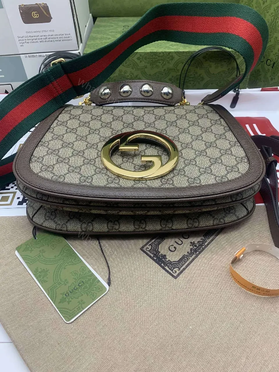 View 3 of Gold Hardware GG Supreme Shoulder Bag - Everyday Luxury Tote