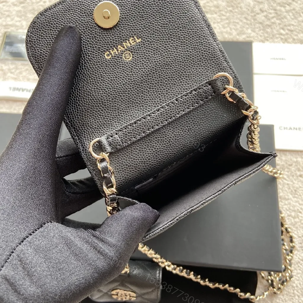 View 7 of Compact Quilted Wallet Bag with Chain Strap