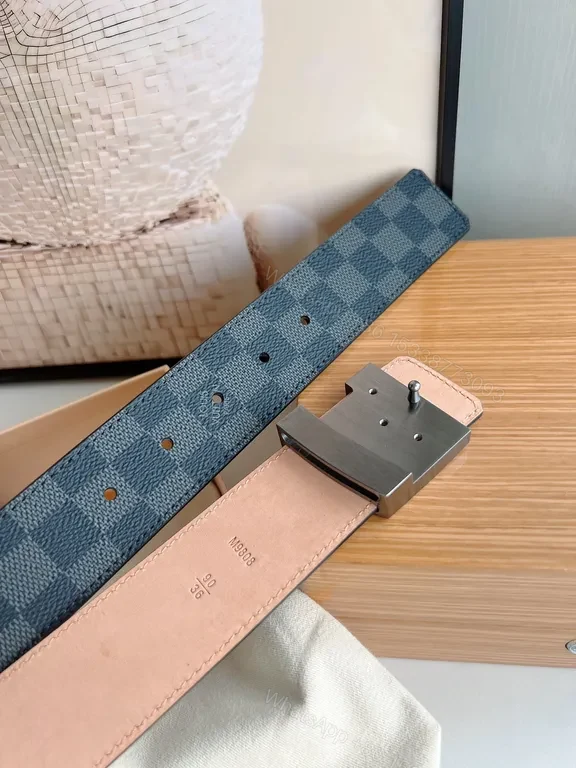 View 7 of Damier Canvas Belt with LV Buckle â€” Signature Luxury Accessory