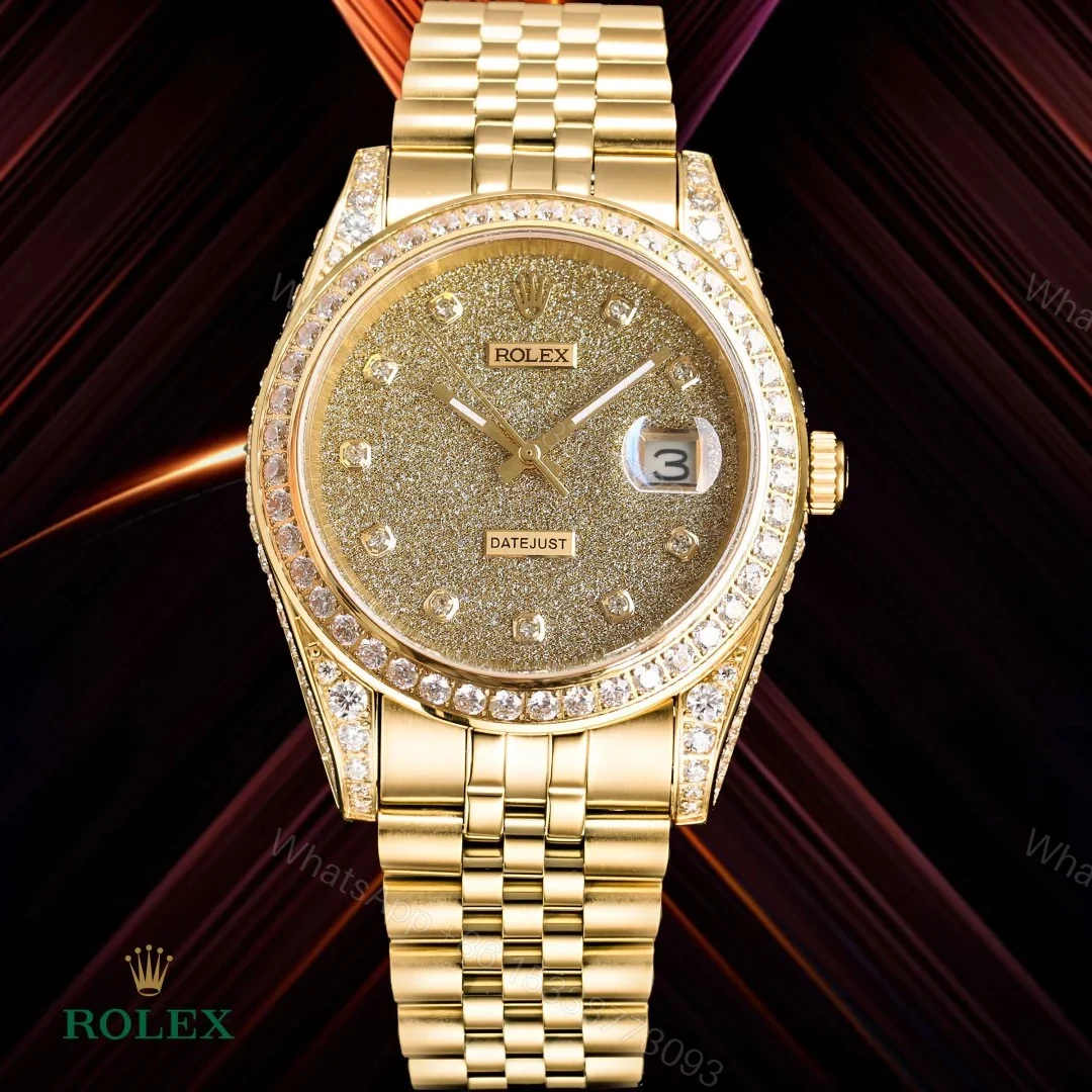 Rolex Datejust Gold Diamond Replica 41MM Premium Full Pavé Bracelet RG-ROLEX-DATEJUST-GOLD-DIAMOND-41 — view 1