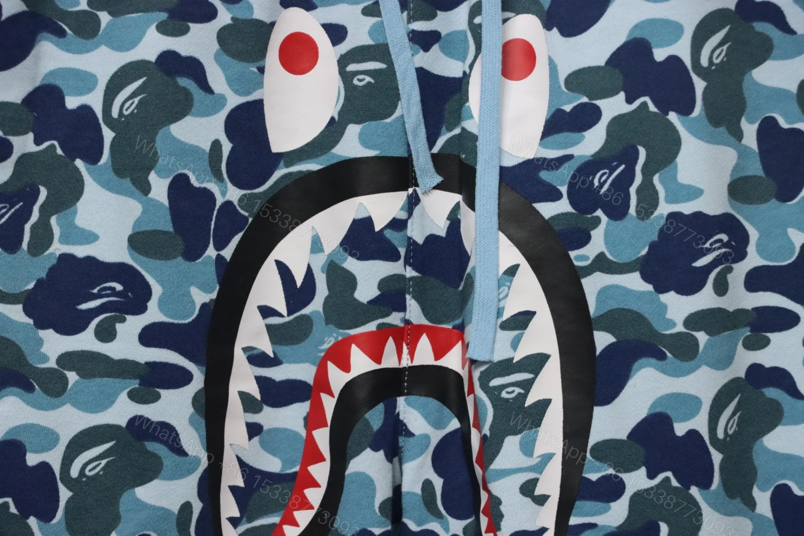 View 3 of Bape Camo Shark Shorts Blue