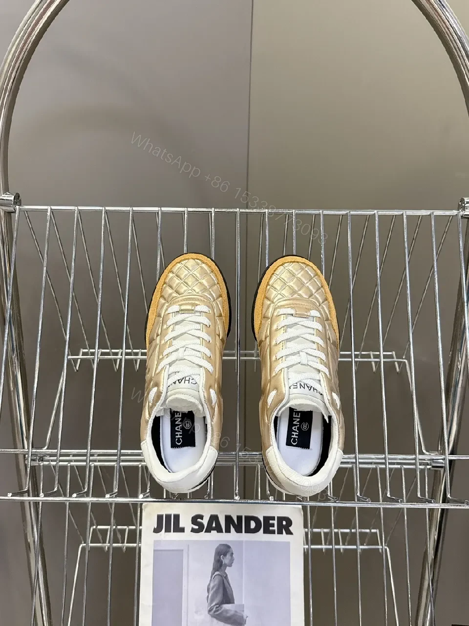 View 4 of Metallic Quilted High-Top Sneakers with Luxe Comfort