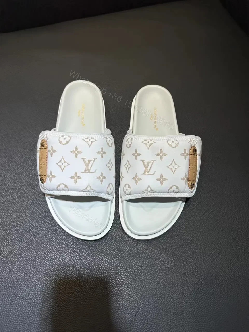 White + Monogram + Slides + All-Day Comfort + Slide — view 1
