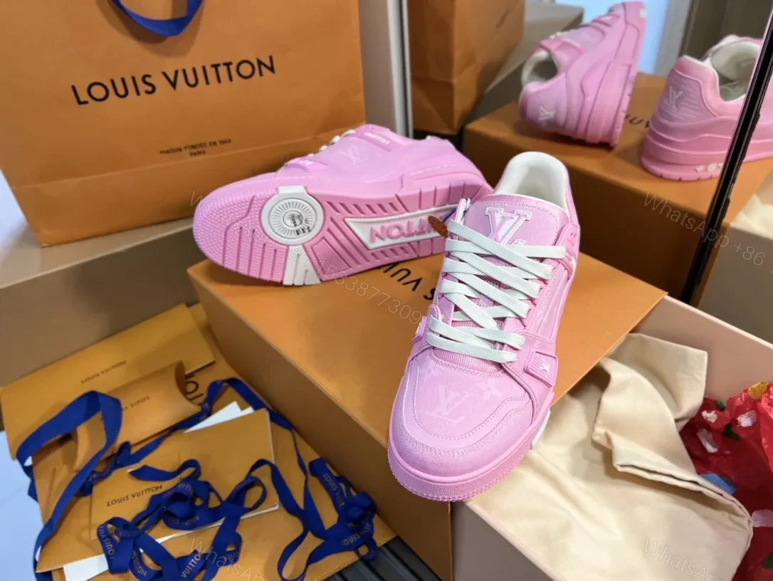 View 5 of Pink Suede-Textile Low-Top Sneakers with Luxe Accents