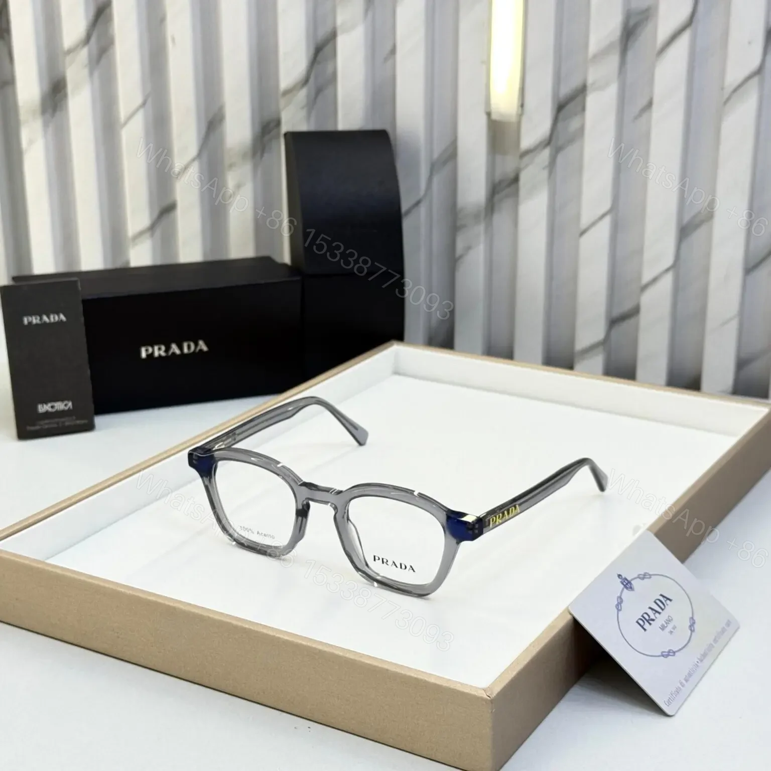 Prada Unisex Grey Optical Frame – UV Protection – One Size — view 1