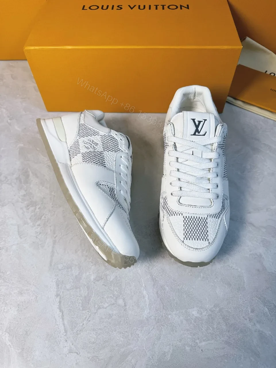 View 8 of Premium Leather Sneakers with Breathable Mesh and LV Detailing