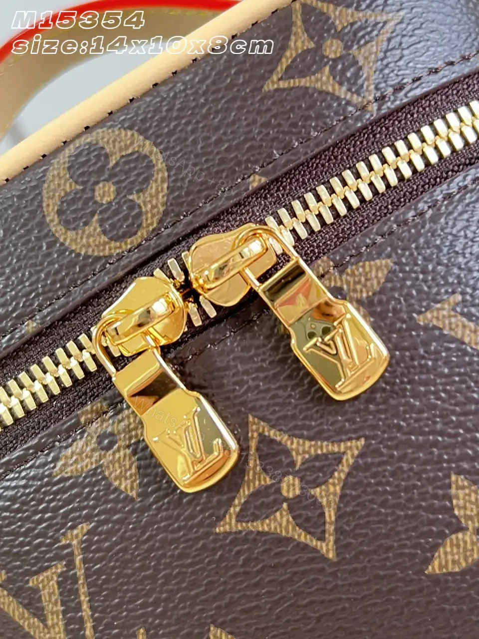 View 4 of Dark Brown LV Monogram Vanity Bag with Gold Zippers