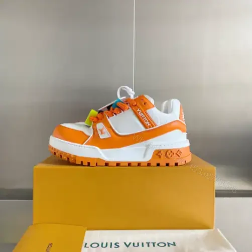 View 2 of LOUIS VUITTON LV TRAINER MAXI SNEAKERS IN ORANGE AND WHITE – LSVT334