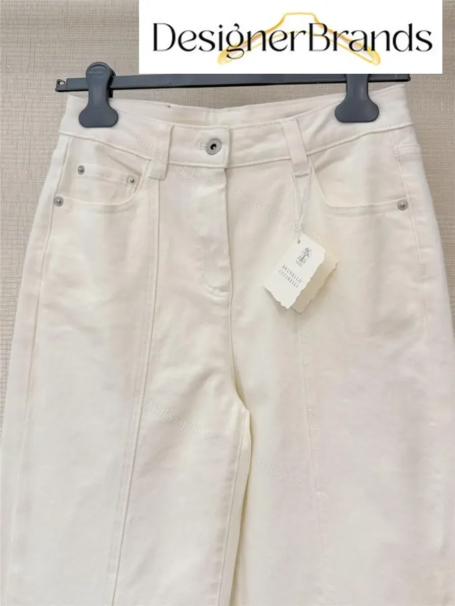 View 2 of Off-White Cotton-Twill Wide-Leg Trousers: Premium Comfort