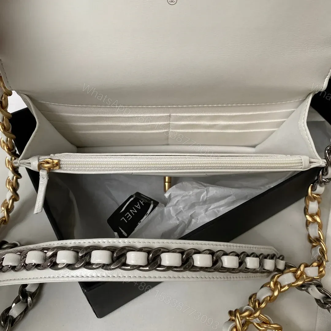View 8 of CHANEL 19 WOC 19CM WHITE LAMBSKIN GOLD