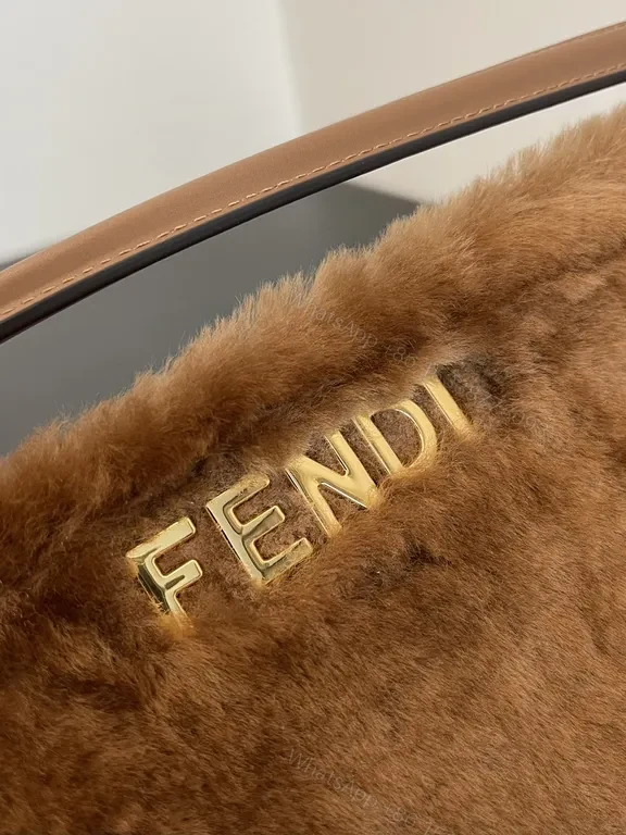 View 7 of Luxurious Fendi Fur Bag: Gold-Logo, Soft Texture, chic silhouette