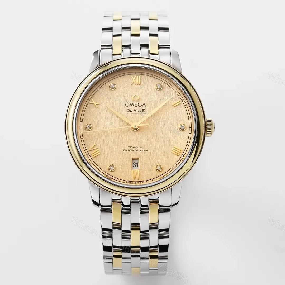 Omega De Ville Prestige Butterfly Series Watch Champagne Dial Two-Tone Stainless Steel Bracelet 39.5mm x 10mm Case Size — view 1