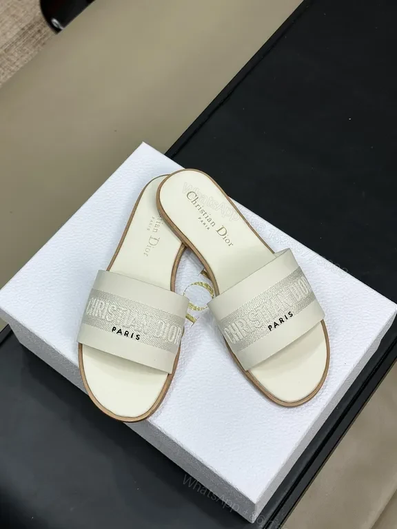 View 4 of Ivory Premium Monogram Slides â€“ Luxury Casual Sandals
