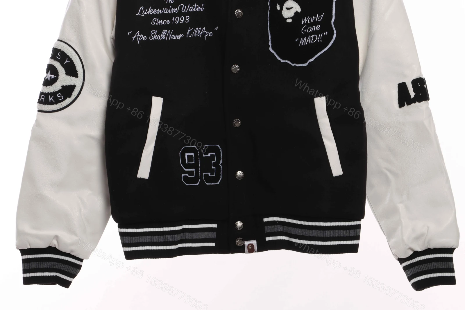 View 8 of Bape Embroidered Baseball Jacket Black