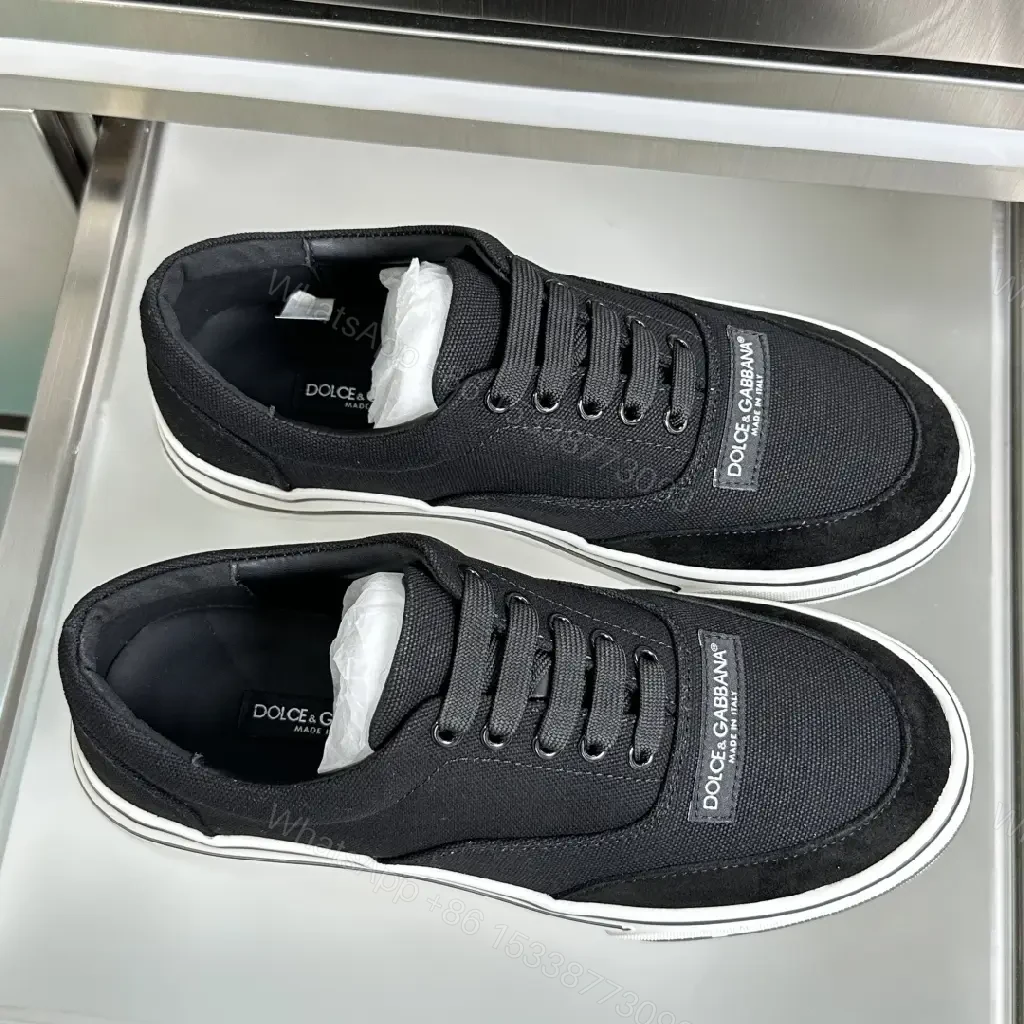 View 7 of Black Canvas Sneakers with White Sole, Dolce & Gabbana style, Casual Athletic Shoes