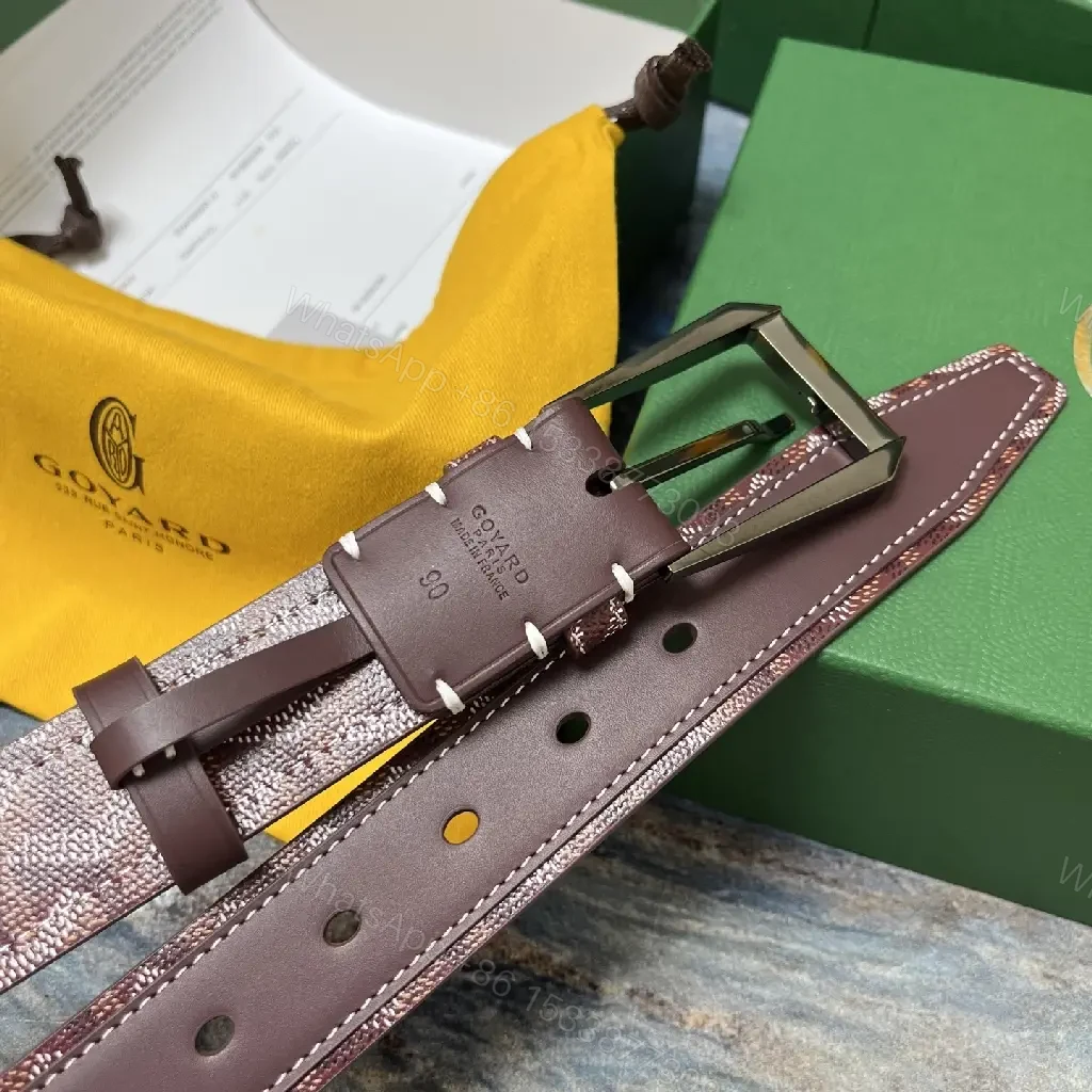 View 4 of Lux Leather Belt with Chevron Pattern & Brass Buckle