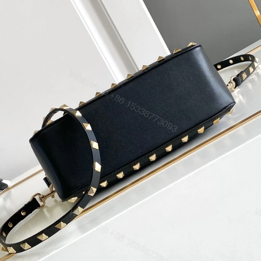 View 5 of VALENTINO GARAVANI ROCKSTUD RAFFIA SMALL CROSSBODY BAG BLACK 19CM