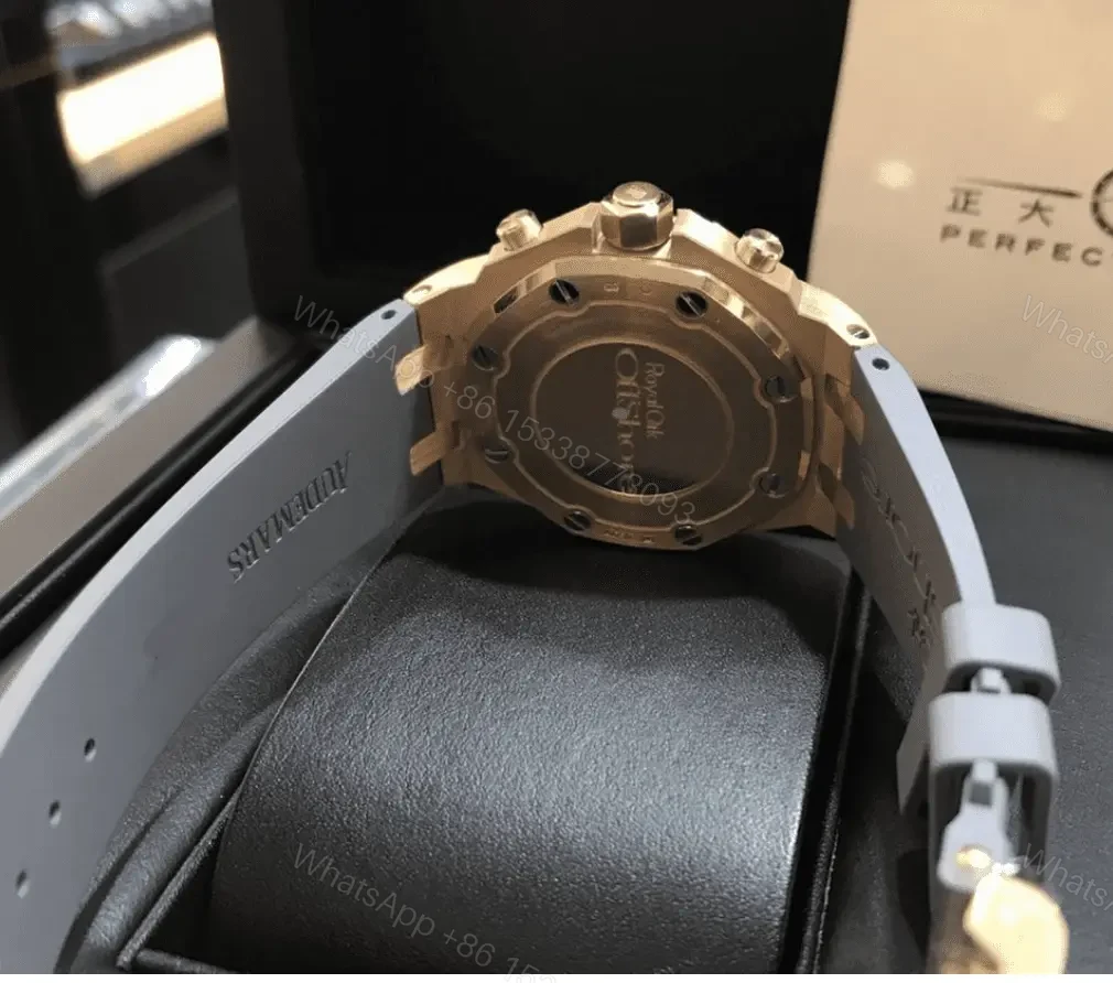 View 4 of Swiss Clone AP Replica Offshore 37mm Rose Gold/Diamond Rubber Band