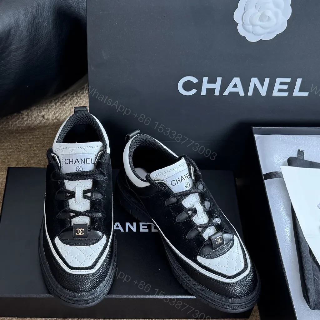 View 8 of Black & White Leather Knit Low-Top Sneakers: Couture-Contrast Comfort