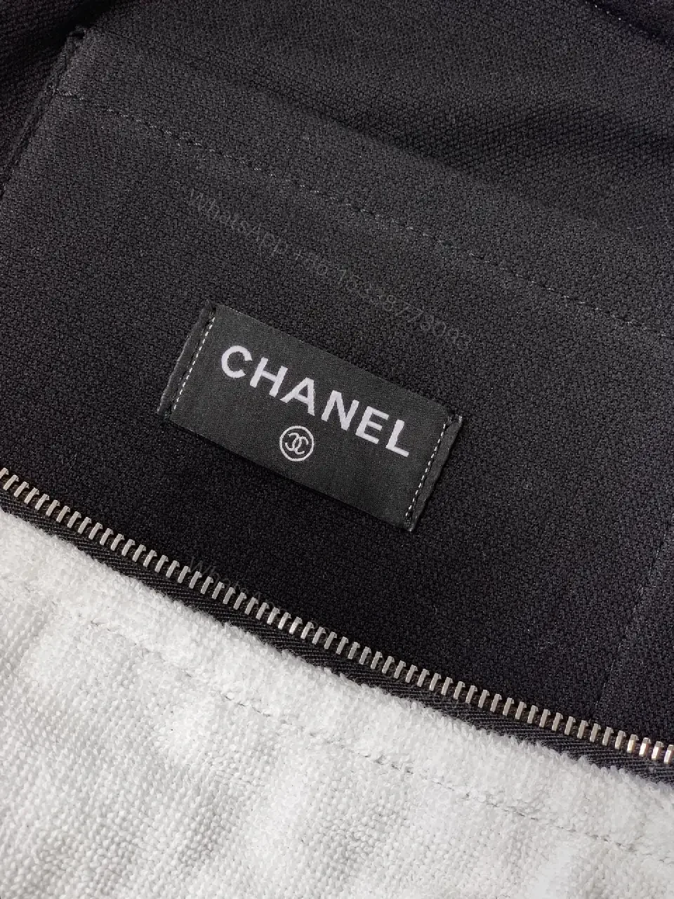 View 5 of Two-Tone Knit Slouchy Hobo Bag with Chanel-Inspired Logo