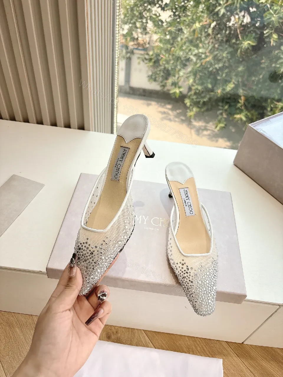 View 7 of Crystal-Embellished Satin Slip-Ons: Evening Glamour Shoes