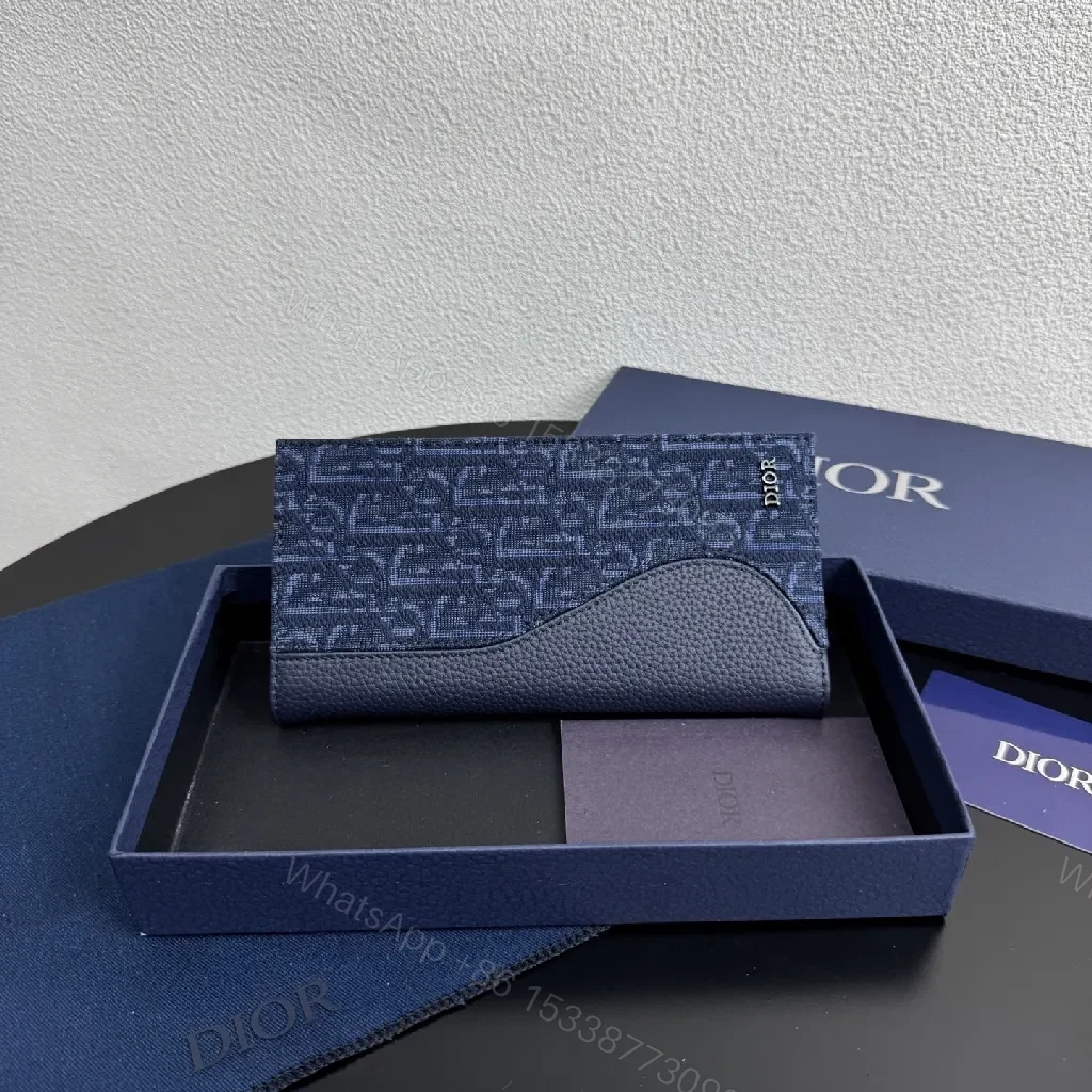 View 9 of Deep Navy Jacquard Cardholder: Luxe Leather Trim, Slim Style