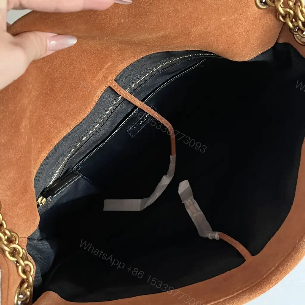 View 5 of Soft-Touch Suede Quilted Shoulder Bag, Gold Hardware, Everyday Luxe