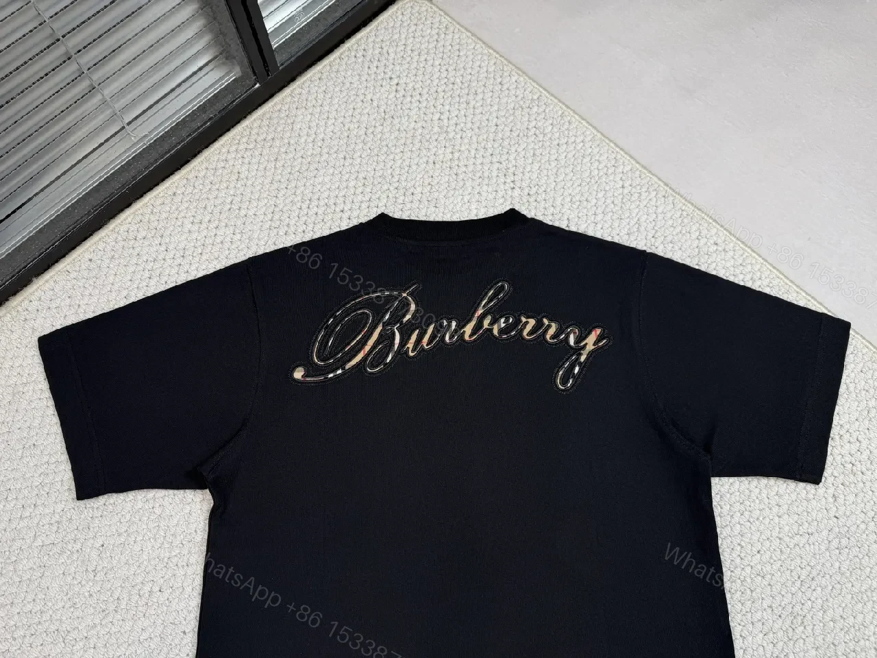 View 4 of Black Cotton Embroidered Tee: Subtle Luxury, All-Day Comfort