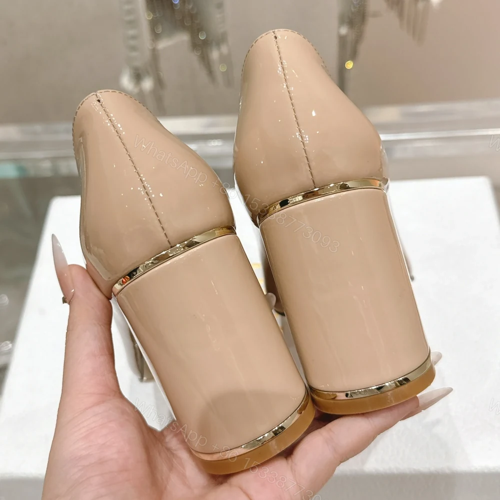 View 6 of 高仿Dior*Miss系列KCX322方頭LOGO金屬扣高踭單鞋膚色免檢版