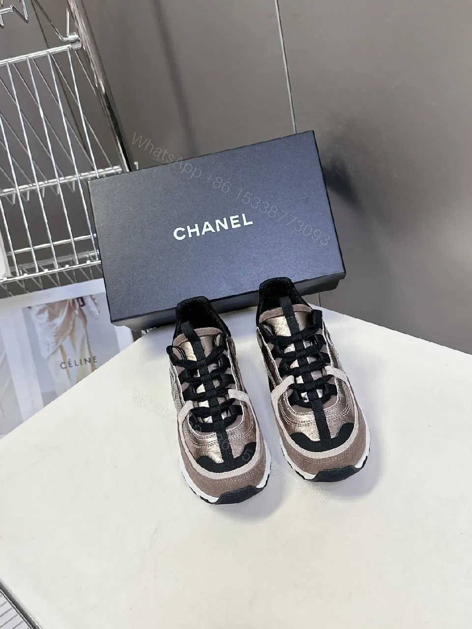 Metallic Taupe High-Top Sneakers with Lux Texture and Comfort — view 1