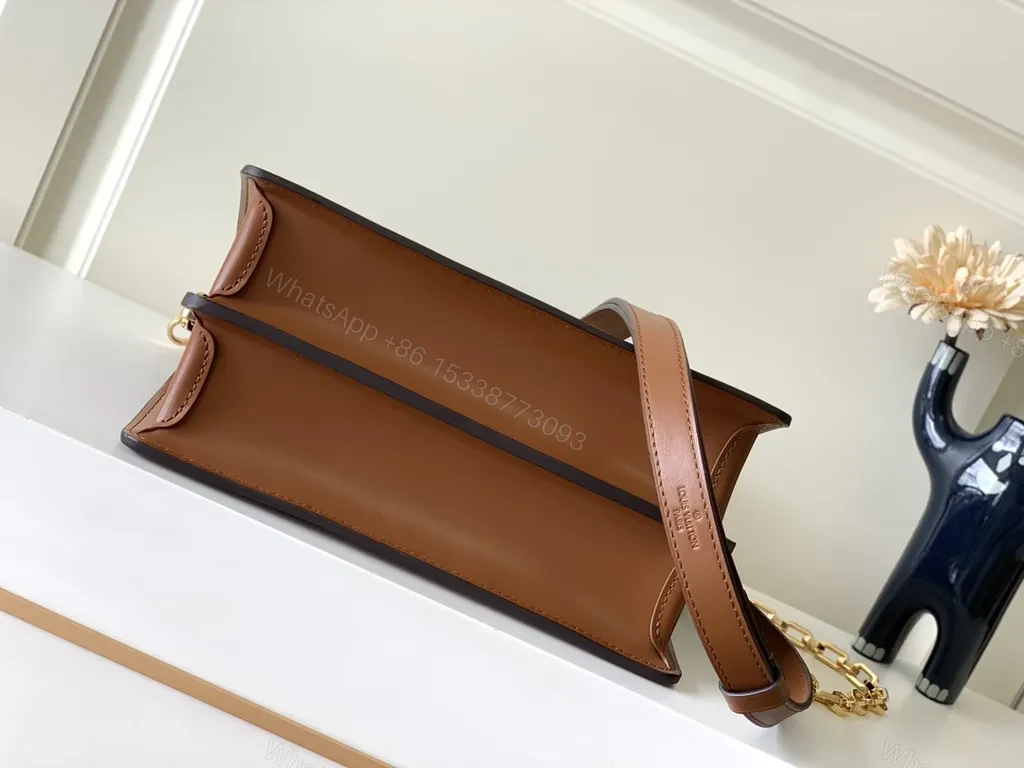 View 9 of Chocolate Monogram Leather-Trim Carryall: Timeless, Versatile Luxury Bag