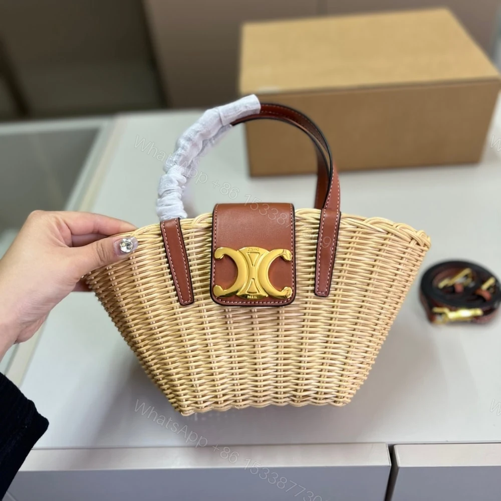 View 2 of CELINE TEEN COUFFIN IN WICKER AND LEATHER TAN 15CM 116572FWE 02NT