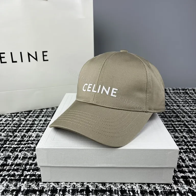 Khaki Cotton Blend Cap — Subtle Celine-Inspired Luxury Cap — view 1