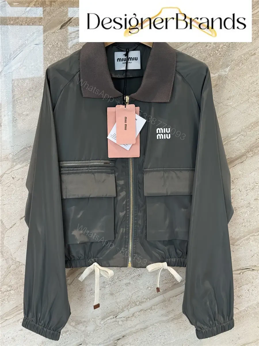 View 2 of Miu Miu Forest Green Technical Fabric Belted Jacket