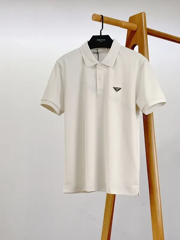 Cream/off-white Classic Polo Shirt with Logo Embroidery — view 1