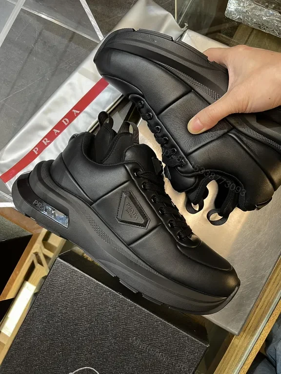 View 4 of Prada Black Leather Platform Sneaker â€“ All-Day Comfort