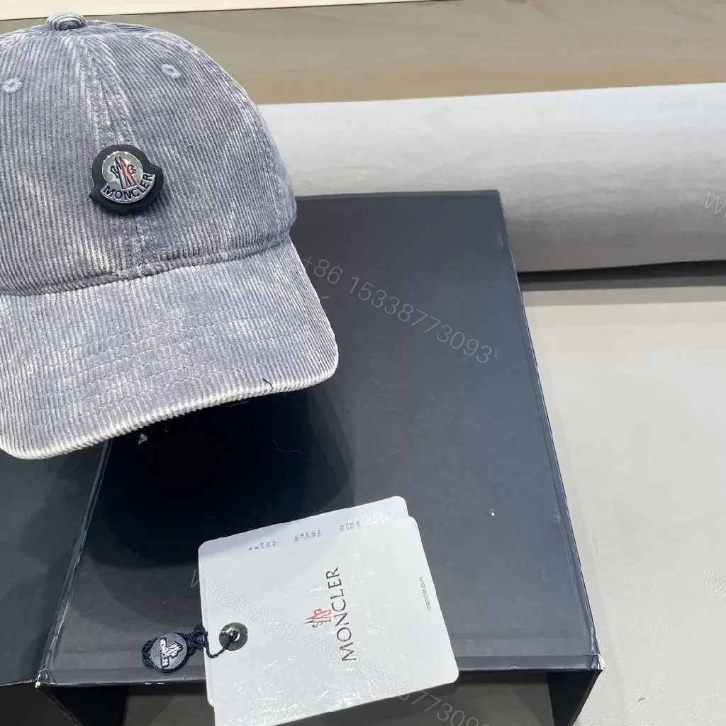 View 8 of Gray Corduroy Cap with Subtle Moncler Logo
