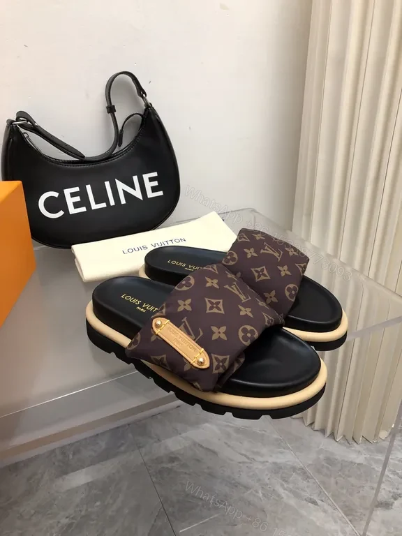 View 5 of Bold Monogram Slides: Luxury Comfort & LV-Inspired Detailing