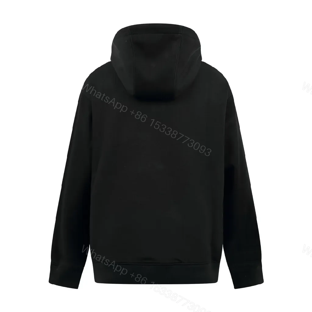 View 5 of Black Hoodie with Brown Lined Hood - Premium, Minimalist, Cozy Comfort