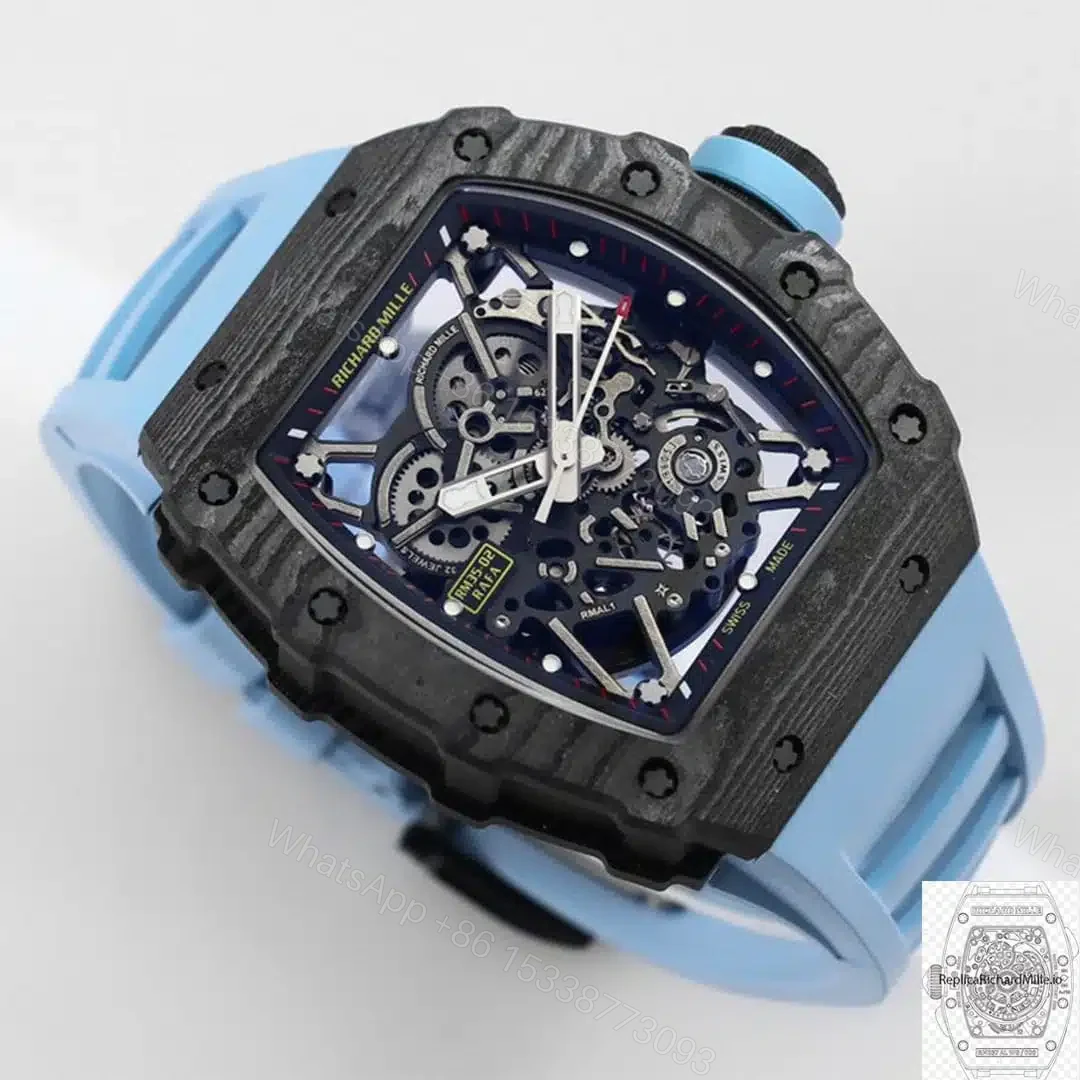 View 4 of Replica Richard Mille RM35-02 Blue Rubber Strap